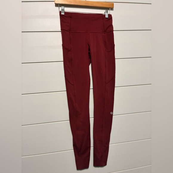 lululemon Fast and Free High-Rise Brushed Tight 28" Nulux Mulled Wine Size 4 - Picture 8 of 13